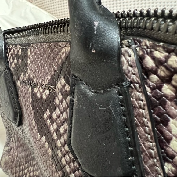 Michael Kors Steel Gray Python Embossed Leather Campbell X-Small Satchel - Picture 6 of 7